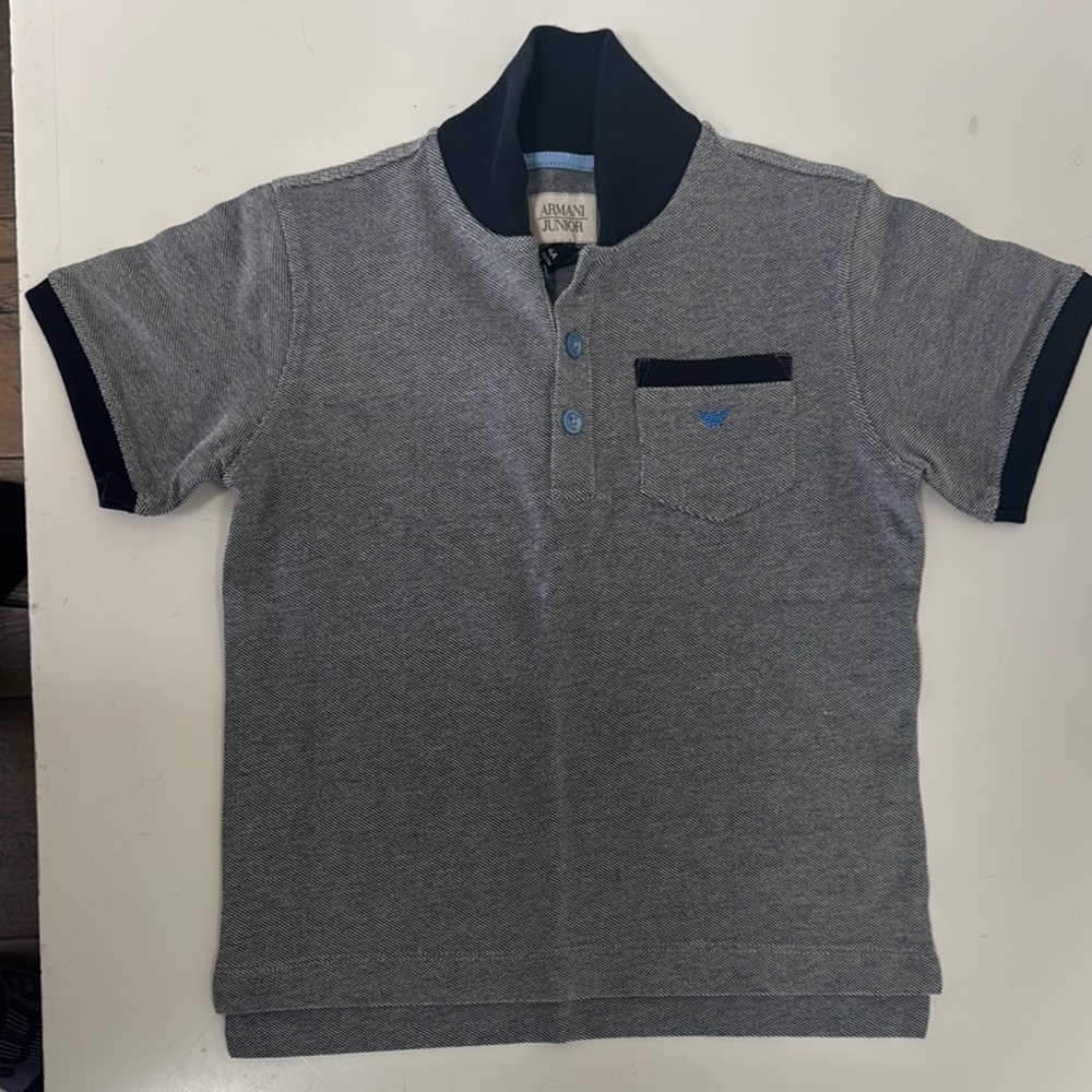 Armani Junior Gray Polo with Navy Accents